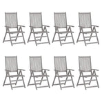 Garden Reclining Chairs with Cushions 8 pcs Grey Solid Wood Acacia
