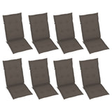 Garden Reclining Chairs with Cushions 8 pcs Grey Solid Wood Acacia