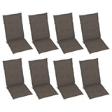 Garden Reclining Chairs with Cushions 8 pcs Grey Solid Wood Acacia - Side View