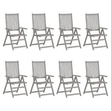 Garden Reclining Chairs with Cushions 8 pcs Grey Acacia Wood