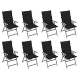 Garden Reclining Chairs with Cushions 8 pcs Grey Acacia Wood