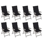 Garden Reclining Chairs with Cushions 8 pcs Grey Acacia Wood
