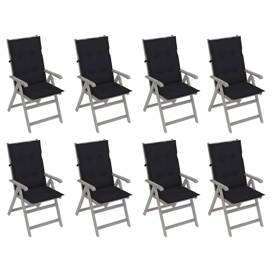 Garden Reclining Chairs with Cushions 8 pcs Grey Acacia Wood