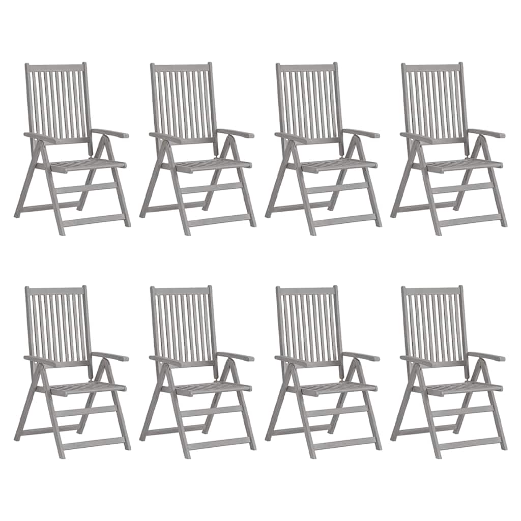 Garden Reclining Chairs with Cushions 8 pcs Grey Acacia Wood