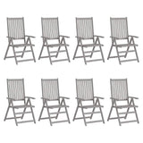 Garden Reclining Chairs with Cushions 8 pcs Grey Acacia Wood