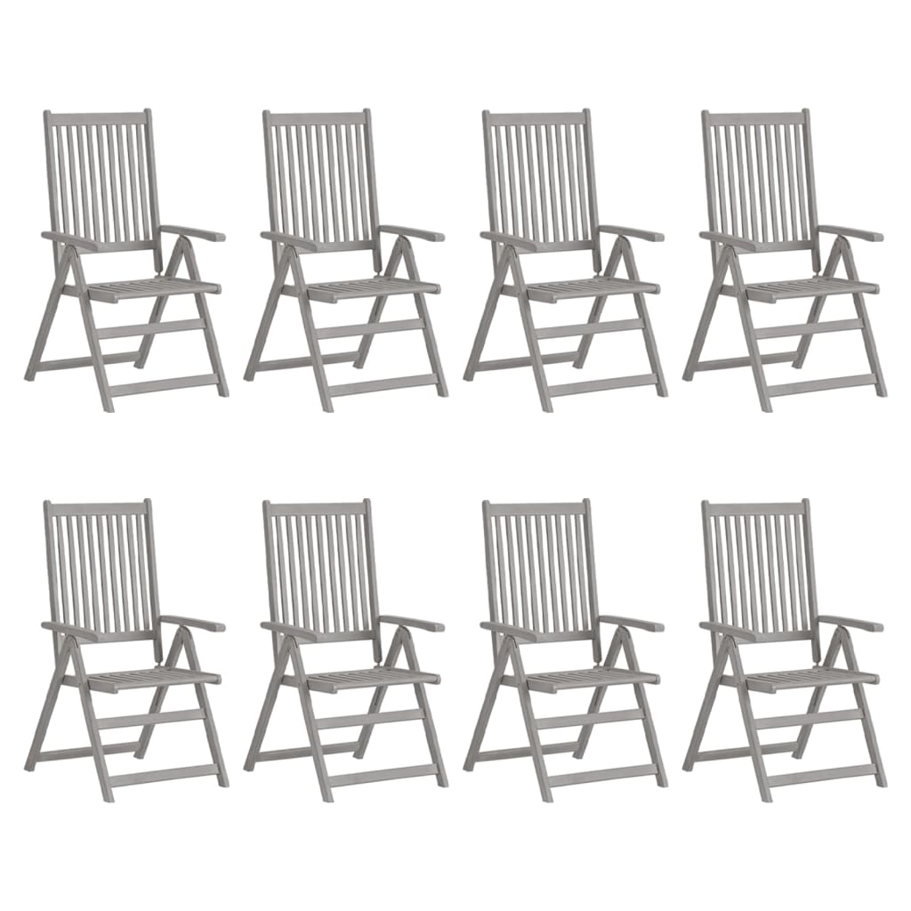 Garden Reclining Chairs with Cushions 8 pcs Grey Acacia Wood