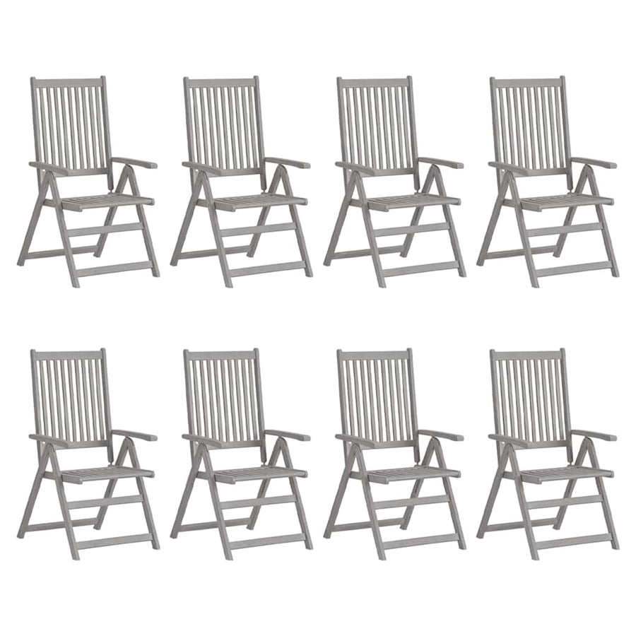 Garden Reclining Chairs with Cushions 8 pcs Grey Acacia Wood