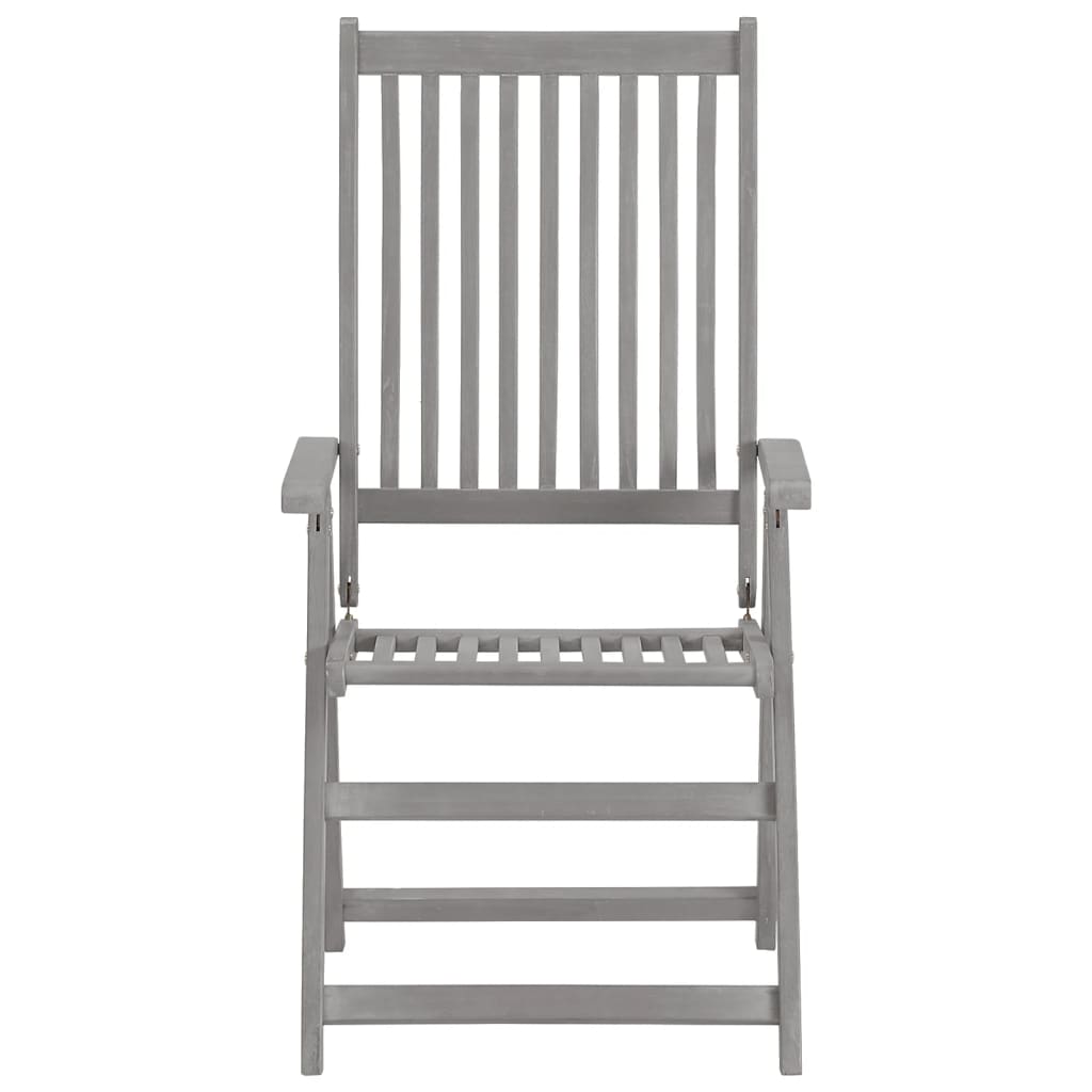 Garden Reclining Chairs with Cushions 8 pcs Grey Acacia Wood