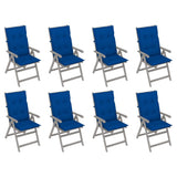 Garden Reclining Chairs with Cushions 8 pcs Grey Acacia Wood