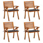 Garden Chairs with Cushions 4 pcs Solid Acacia Wood