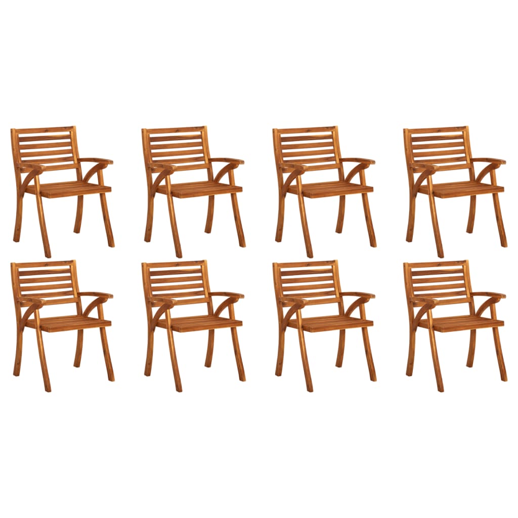 Garden Chairs with Cushions 8 pcs Solid Acacia Wood