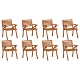 Garden Chairs with Cushions 8 pcs Solid Acacia Wood - Front View