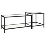 Tea Tables 2 pcs Tempered Glass Transparent - Front View