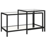 Tea Tables 2 pcs Tempered Glass Transparent - Side View