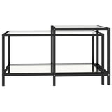 Tea Tables 2 pcs Tempered Glass Transparent - Top-Down View