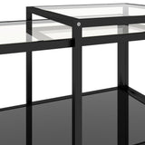 Tea Tables 2 pcs Tempered Glass Black - Low Angle