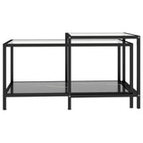 Tea Tables 2 pcs Tempered Glass Black - Side View