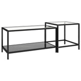 Tea Tables 2 pcs Tempered Glass Black - 45-Degree Angle