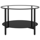 Tea Table Black and Transparent 70 cm Tempered Glass - Side View