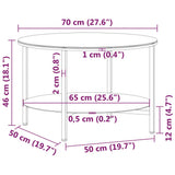Tea Table Black and Black Marble 70 cm Tempered Glass - Rear View