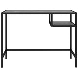 Computer Desk Black Marble 100x36x74 cm Tempered Glass - Side View
