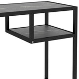 Computer Desk Black Marble 100x36x74 cm Tempered Glass - 45-Degree Angle