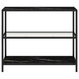 Shelf Transparent and Black Marble 100x36x90 cm Tempered Glass - Side View