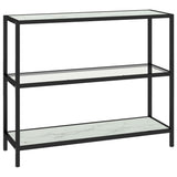 Shelf Transparent and White Marble 100x36x90 cm Tempered Glass - Front View