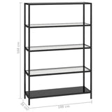 Shelf Black and Transparent 100x36x168 cm Tempered Glass - Close-Up Angle