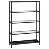 Shelf Black Marble and Transparent 100x36x168 cm Tempered Glass - Front View