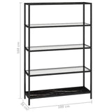 Shelf Black Marble and Transparent 100x36x168 cm Tempered Glass - Low Angle