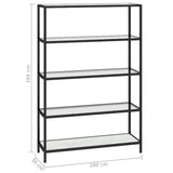 Shelf White Marble and Transparent 100x36x168 cm Tempered Glass