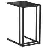 Computer Side Table Black 50x35x65 cm Tempered Glass - Front View