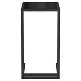 Computer Side Table Black 50x35x65 cm Tempered Glass - Side View