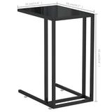 Computer Side Table Black 50x35x65 cm Tempered Glass - Close-Up Angle
