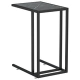 Computer Side Table Black Marble 50x35x65 cm Tempered Glass