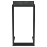 Computer Side Table Black Marble 50x35x65 cm Tempered Glass