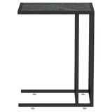 Computer Side Table Black Marble 50x35x65 cm Tempered Glass - Top-Down View