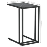Computer Side Table Black Marble 50x35x65 cm Tempered Glass