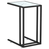 Computer Side Table White Marble 50x35x65 cm Tempered Glass