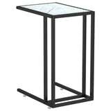 Computer Side Table White Marble 50x35x65 cm Tempered Glass - Front View