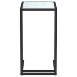 Computer Side Table White Marble 50x35x65 cm Tempered Glass - Side View