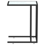 Computer Side Table White Marble 50x35x65 cm Tempered Glass - Top-Down View