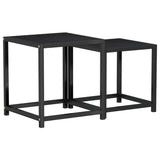 Tea Tables 2 pcs MDF Black - Front View