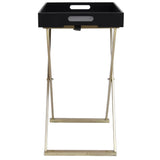 Folding Table Gold and Black 48x34x61 cm MDF - Top-Down View