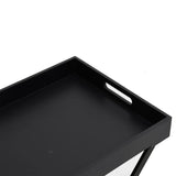 Folding Table Black 48x34x61 cm MDF - Rear View