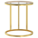 Side Table Gold and Transparent 45 cm Tempered Glass - Front View