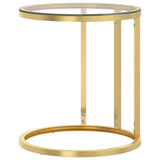 Side Table Gold and Transparent 45 cm Tempered Glass - Side View