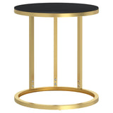 Side Table Gold and Black 45 cm Tempered Glass - Front View