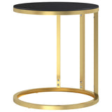Side Table Gold and Black 45 cm Tempered Glass - Side View
